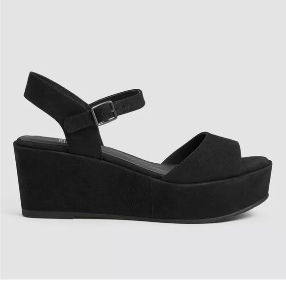 Eileen Fisher Shoes - Eileen Fisher Mime Black Nubuck Leather Platform Sandal 6.5
